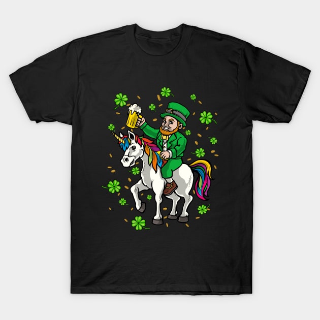 St Patricks Day Shirt, Leprechaun Unicorn Irish T-shirt T-Shirt by Beloria_Tees